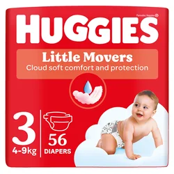 HUGGIES Little Movers Pelene za bebe, 4 - 9 kg, 56 kom