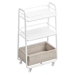 Songmics Voziček za postrežbo 3 nivoji 43x30x81 cm bela-rjava