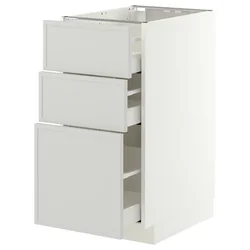 METOD / MAXIMERA Podni element s 3 fioke, bela/Aspudden svetlosiva, 40x60 cm