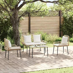 vidaXL Set vrtn furniture z blazino 4 pcs Rjava Črna Krem
