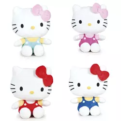 HELLO KITTY sedeči pliš 16 cm - mešanica barv (roza, modra, rdeča, svetlo modra)