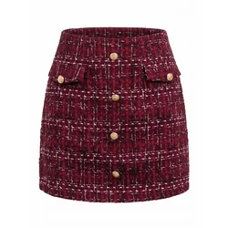 Cupshe Krilo Button-Front Mini Skirt rdeča