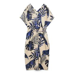 VERO MODA Obleka VMVINA temno modra/črna/volneno bela