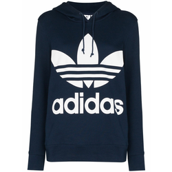 adidas - logo-print hooded sweatshirt - women - Blue