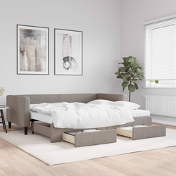 vidaXL Izvlečna dnevna postelja s predali taupe 90x200 cm blago