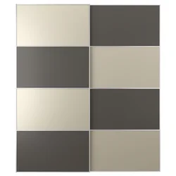 MEHAMN Par kliznih vrata, aluminijum dvostrano/tamnosiva sivo-bež, 200x236 cm