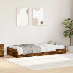 Krevetna konstrukcija s uzglavljem Dimljeni hrast 90 x 190 cm