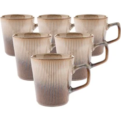 Komplet 6 keramičnih skodelic Rustik, 410 ml,svetlo rjava
