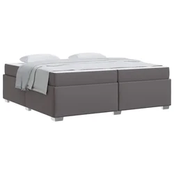 Vidaxl Konstrukcija postelje z vzmetnico Siva 200 x 200 cm blago