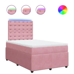 Vidaxl Box spring postelja z vzmetnico roza 120x190 cm žamet