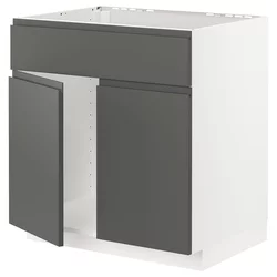 METOD Pod.elem.sudop. i 2vrata/front, bela/Voxtorp tamnosiva, 80x60 cm