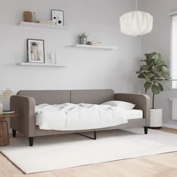 shumee Dnevna postelja z vzmetnico taupe 90x200 cm blago