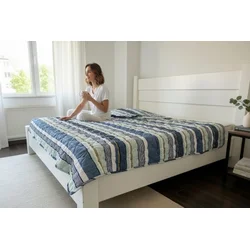 Prekrivač Singl 140x200cm mikrofiber Blue /white ( VLK000437-bluewhite )