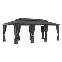 Sjenica sa zastorima 600 x 298 x 270 cm antracit