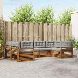 Set vanjskih sofa s jastukom 6 pcs Prirodna i svijetlo siva