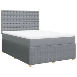 Vidaxl Box spring postelja z vzmetnico svetlo siva 140x200 cm blago