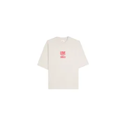 Bershka Majica grafit / greige / češnjevo rdeča
