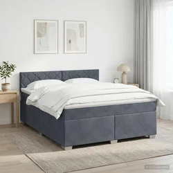 vidaXL Postelja boxspring z vzmetnico Temno siva 140 x 190 cm Žamet