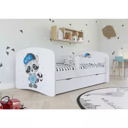 Drveni dečiji krevet RAKUN sa fiokom - beli - 160x80 cm