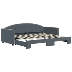 Vidaxl Izvlečna dnevna postelja temno siva 90x190 cm žamet