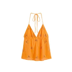 Pull&Bear Top zlata / oranžna