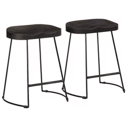 Barski stolci 2 kom crni 46x38x52 cm masivnog drva manga
