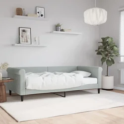 Dnevni krevet s madracem svjetlosivi 90 x 190 cm baršunasti