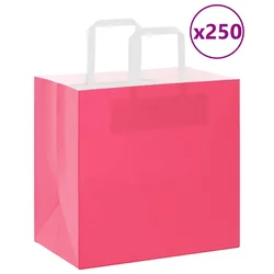 Papirnate vrećice 250 kom s ručkama ružičaste 26x17x25 cm