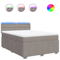 Vidaxl Box spring postelja z vzmetnico taupe 140x200 cm blago
