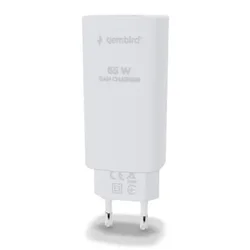 Gembird TA-UC-PDQC65-01-W USB Brzi punjač, 3-port, 65W, GaN, Beli