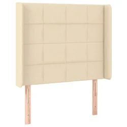 Vidaxl Vzglavje z ušesi krem 93x16x118/128 cm blago