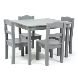 Kinder Home dečiji sto sa 4 stolice – drveni dečiji sto za igru i učenje, sivi set ( TF-6645-G )