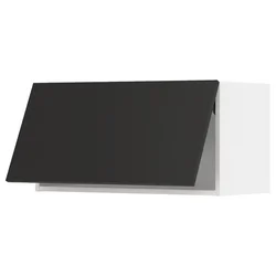 METOD Horizontalni zidni ormarić, bela/Nickebo boja antracita, mat, 80x40 cm