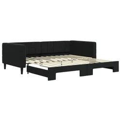 Vidaxl Izvlečna dnevna postelja črna 100x200 cm žamet