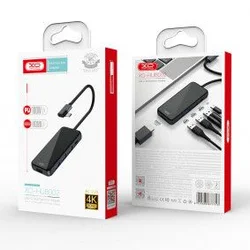 XO HUB 002 USB-C 5in1(HDMI+USB*3+PD Fast Charger)/ crna