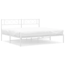 Vidaxl Kovinski posteljni okvir z vzglavjem bel 200x200 cm