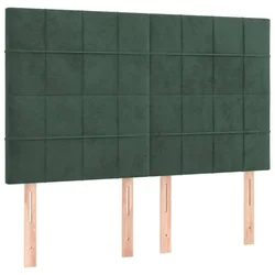 Vidaxl Vzglavje postelje temno zeleno 144x5x118/128 cm žamet