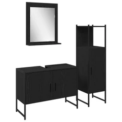 Set namještaja za kupaonicu Zidne 3 pcs Crna Konstruirano drvo