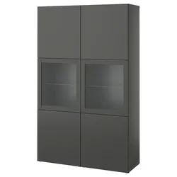 BESTA Komb.odlaganje,staklena vrata, tamnosiva Lappviken/Sindvik tamnosiva, 120x42x193 cm