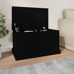 Kutija za pohranu crna 70 x 40 x 28 cm od konstruiranog drva