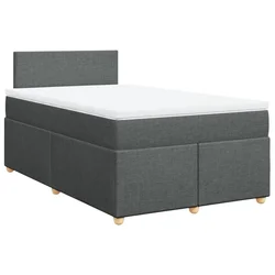 Vidaxl Box spring postelja z vzmetnico temno siva 120x200 cm blago