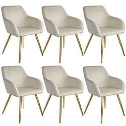 6 Marilyn Velvet-Look Chairs gold - smetana/zlatotectake