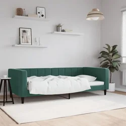 Greatstore Raztegljiva postelja temno zelena 90x200 cm žamet