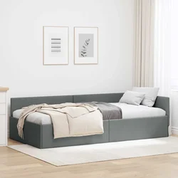 Kutni okvir kreveta Tamno siva 100 x 203 cm tkanina