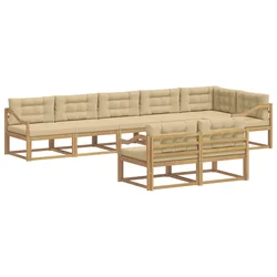 Set vanjskih sofa s jastukom 6 pcs Bijela i bež Poliester