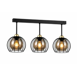 Stropni luster SOLO BLACK 3xE27/60W/230V crna/zlatna