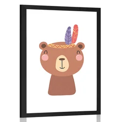 Plakat s paspartujem prikupen medvedek s peresi - 20x30 no frame