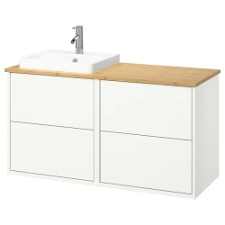 HAVBÄCK / ORRSJÖN Postolje umiv/umiv/slavina, bela/bambus, 122x49x71 cm