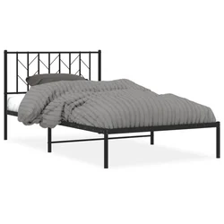 Vidaxl Kovinski posteljni okvir z vzglavjem črn 107x203 cm