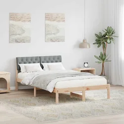 Okvir kreveta s uzglavljem Smeđa i svijetlo siva 120 x 200 cm